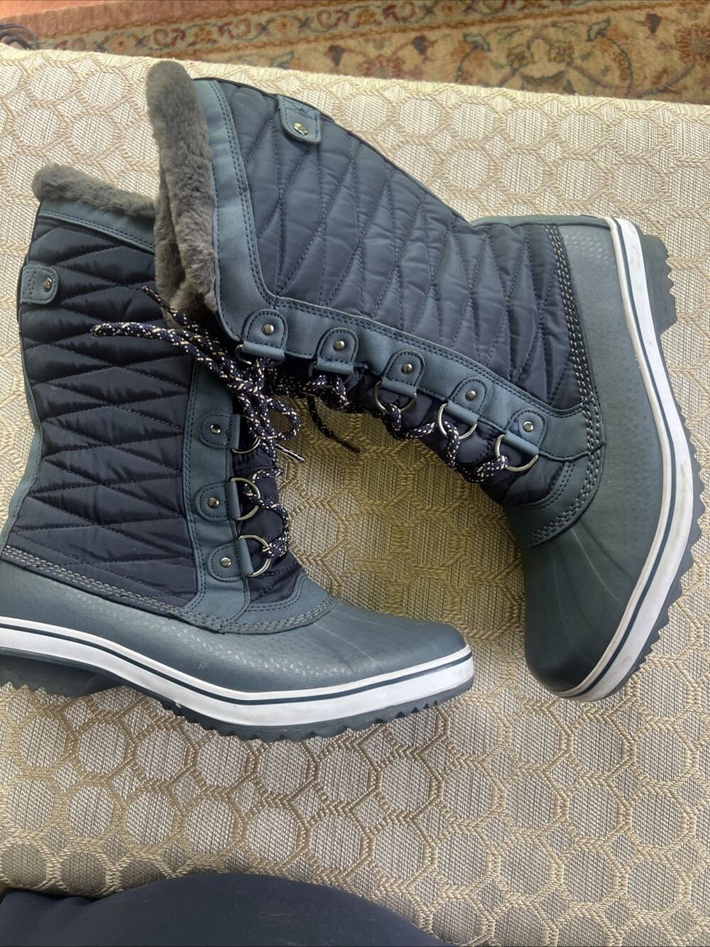 JBU by Jambu Chilly Navy Blue Water Resistant Faux Fur Winter Duck Boots 10M